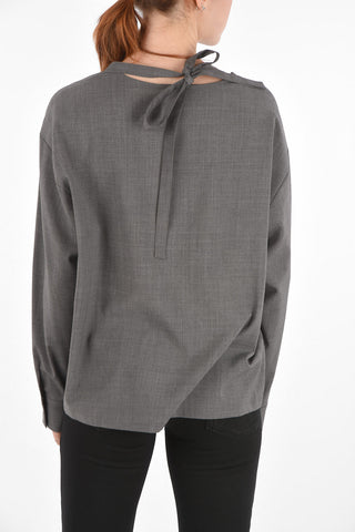 tie neck panel blouse