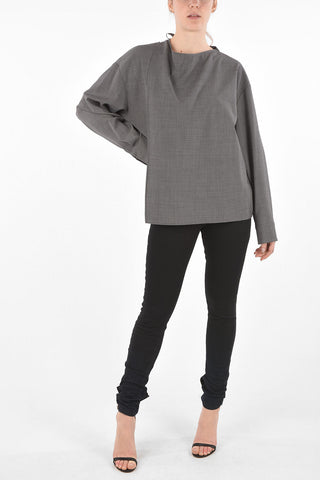 tie neck panel blouse