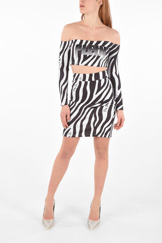 COUTURE animal patterned suit with off shoulder top