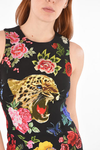 COUTURE floral-print PAMELA CORY split-back hem above knee  bodycon dress