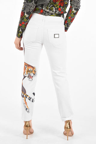 printed ALMOST IS NEVER ENOUGH boyfriend cut jeans