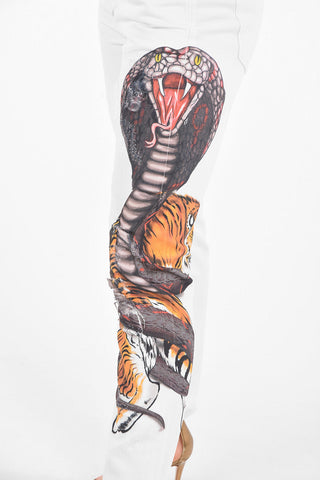 printed ALMOST IS NEVER ENOUGH boyfriend cut jeans