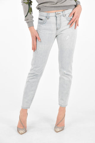 vintage effect Mid-rise waist boyfriend jeans