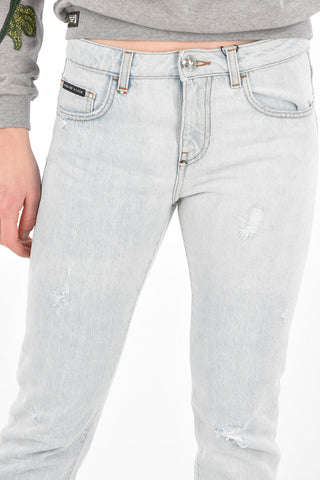 vintage effect Mid-rise waist boyfriend jeans
