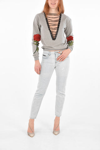 vintage effect Mid-rise waist boyfriend jeans