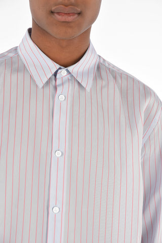 spread collar striped shirt