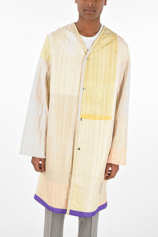 silk snap buttons V-neck coat