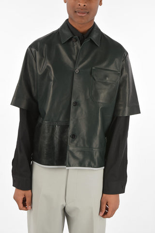 leather short sleeve overshirt