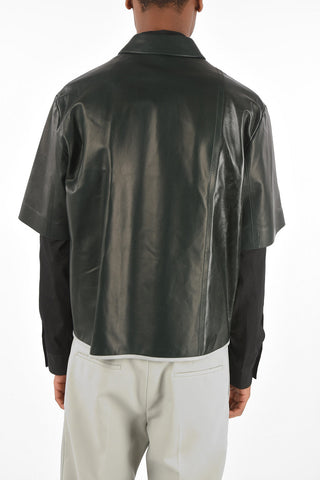 leather short sleeve overshirt