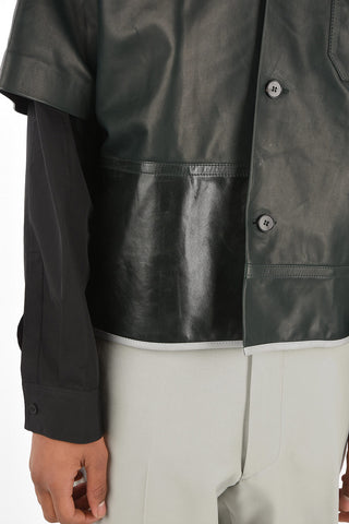 leather short sleeve overshirt
