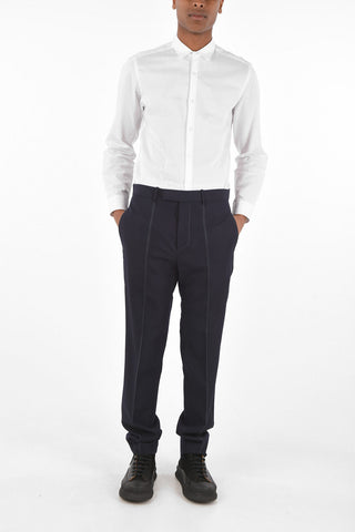 virgin wool and mohair belt loops trousers