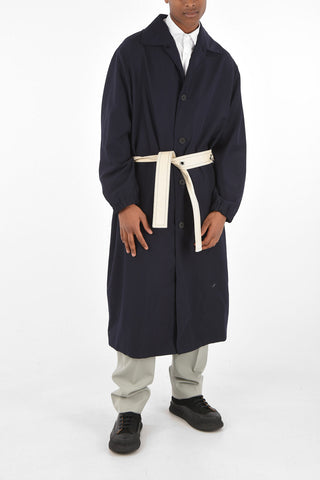 virgin wool and mohair belted coat