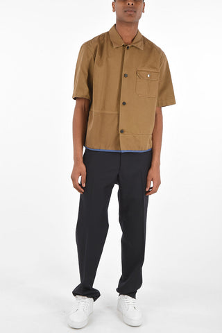 Short Sleeve Overshirt with Patchwork Details