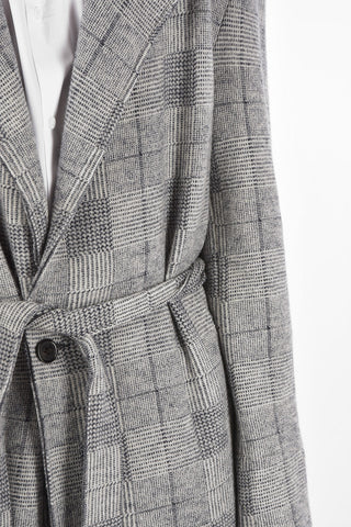 NICK FOUQUET district check wool chesterfield coat with belt