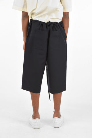 virgin wool drawstrin waist bermuda