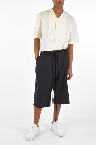 virgin wool drawstrin waist bermuda