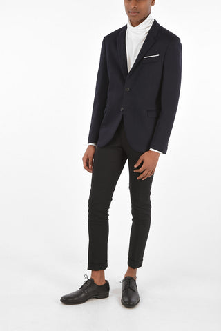 Neoprene Skinny Fit 2 Button Blazer