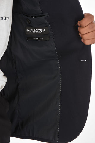 Neoprene Skinny Fit 2 Button Blazer