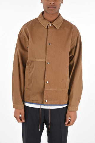 Patchwork Overshirt with Snap Closure