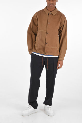 Patchwork Overshirt with Snap Closure