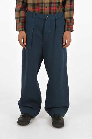 NICK FOUQUET pantalone in cotone e lana vergine wide