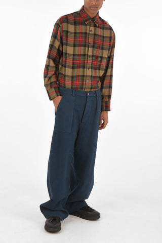 NICK FOUQUET pantalone in cotone e lana vergine wide