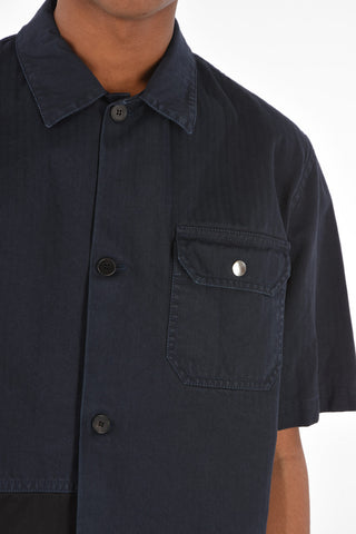 Short Sleeve Overshirt with Patchwork Details