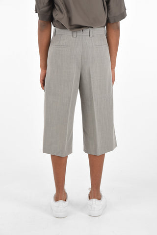Virgin wool and mohair High waist single pleat bermuda