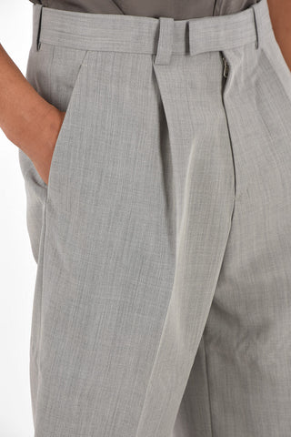 Virgin wool and mohair High waist single pleat bermuda