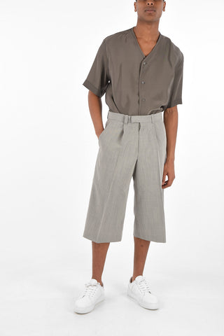 Virgin wool and mohair High waist single pleat bermuda