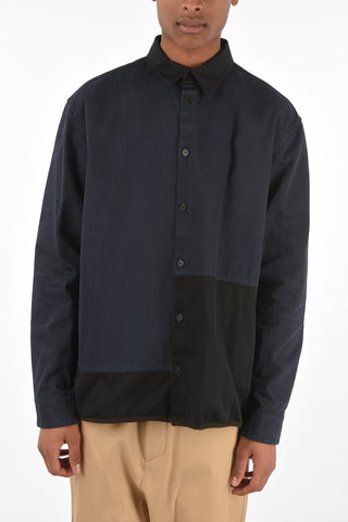 Denim Overshirt with Patchwork Details