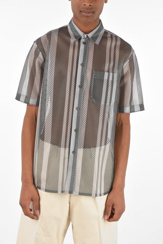 camicia in Rete a righe con taschino
