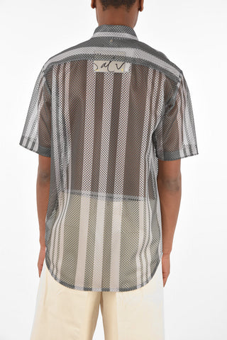 camicia in Rete a righe con taschino