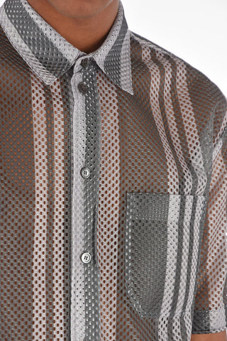 camicia in Rete a righe con taschino