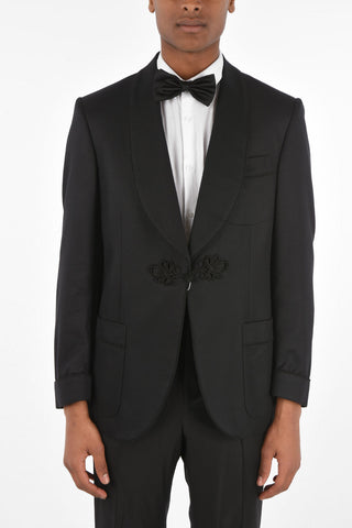 Wool Embroidered Single Breasted Blazer