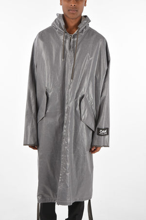 hooded raincoat with zip closure