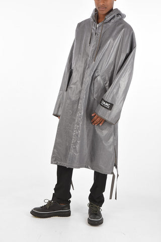 hooded raincoat with zip closure