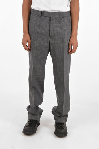 virgin wool checked pants