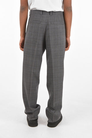 virgin wool checked pants