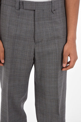 virgin wool checked pants
