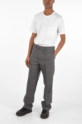 virgin wool checked pants
