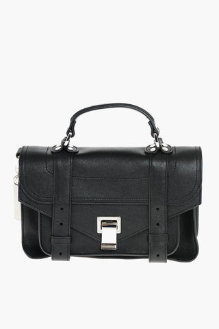 Textured Leather Shoulder Bag with Handle