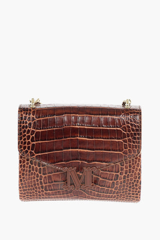 Crocodile Printed Leather LINDA Shoulder Bag