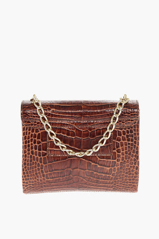 Crocodile Printed Leather LINDA Shoulder Bag