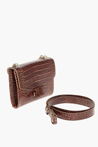 Crocodile Printed Leather LINDA Shoulder Bag