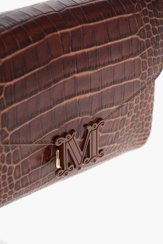 Crocodile Printed Leather LINDA Shoulder Bag
