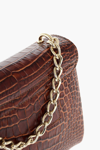 Crocodile Printed Leather LINDA Shoulder Bag