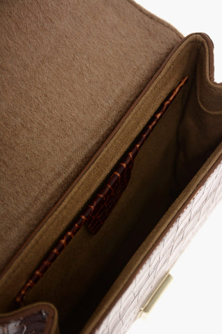 Crocodile Printed Leather LINDA Shoulder Bag