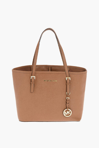 Leather JET SET TRAVEL Bag with Metal Logo and Charm
