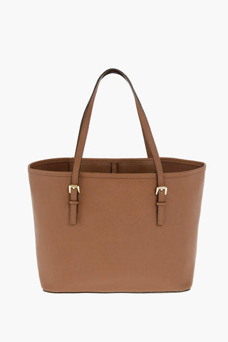 Leather JET SET TRAVEL Bag with Metal Logo and Charm